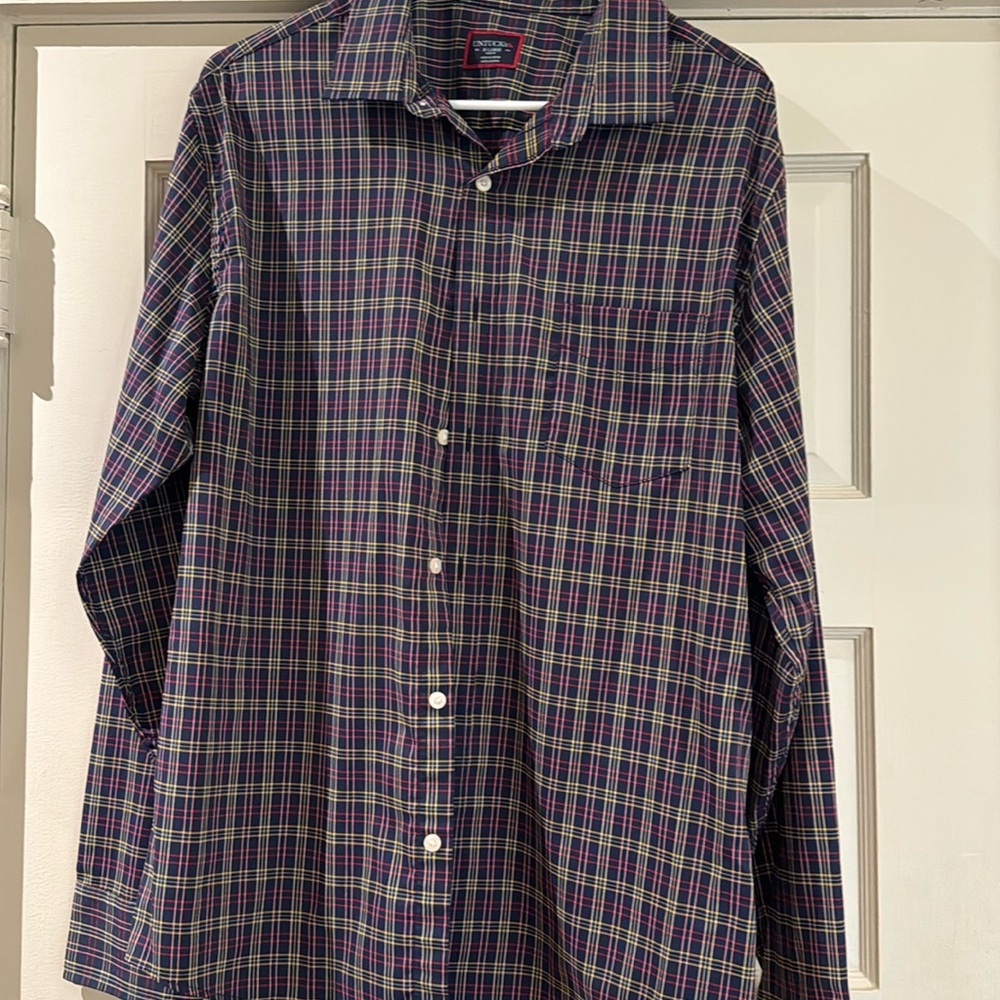 UNTUCKIT Navy Plaid Slim Fit